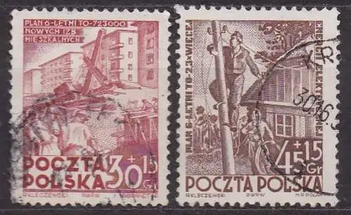 Polen, Mi-Nr. 746 - 747 gest., kompl., Sechsjahresplan