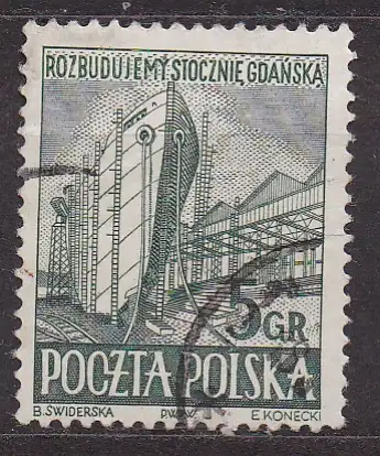 Polen, Mi-Nr. 775 gest., Schiffswerk in Danzig