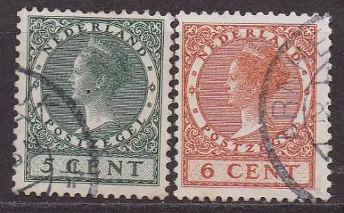 Niederlande, Mi-Nr. 178 E + 179 E gest., Königin Wilhelmina