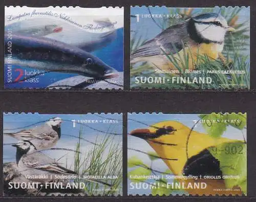 Finnland, Mi-Nr. 1582, 1585, 1586 + 1587 gest., Fische + Vögel