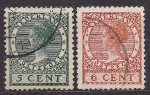 Niederlande, Mi-Nr. 178 E + 179 E gest., Königin Wilhelmina