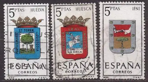 Spanien, Mi-Nr. 1428, 1434 + 1437 gest., Wappen der Provinzen