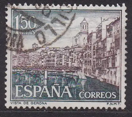 Spanien, Mi-Nr. 1489 gest., Sehenswürdigkeiten: Altstadt von Gerona am Rio Onar