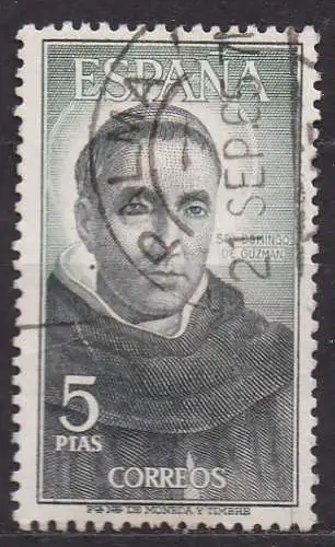 Spanien, Mi-Nr. 1533 gest., Persönlichkeiten: Hl. Domingo de Guzman