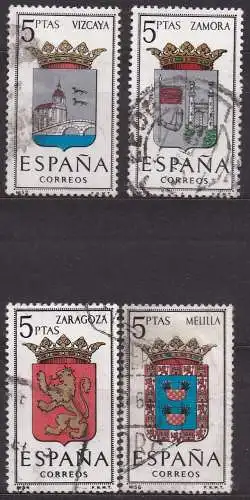 Spanien, Mi-Nr. 1609, 1621, 1623 + 1626 gest., Wappen der Provinzen