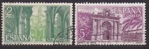 Spanien, Mi-Nr. 1657 + 1658 gest., Klöster und Abteien: Kartause in Jerez