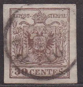 Österreich - Lombardei und Venetien, Mi-Nr. 4 gest., Wappenzeichnung