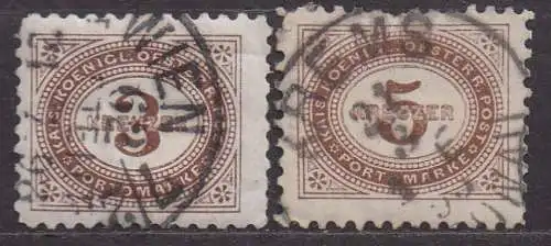 Österreich, Portomarken Mi-Nr. 3 + 4 gest., Ziffernzeichnung