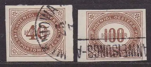 Österreich, Portomarken Mi-Nr. 20 + 21 gest., Ziffernzeichnung