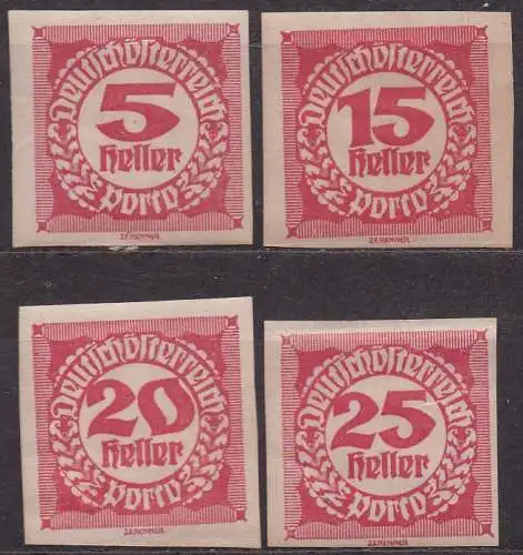 Österreich, Portomarken Mi-Nr. 93, 95, 96 + 97 *, Ziffernzeichnung
