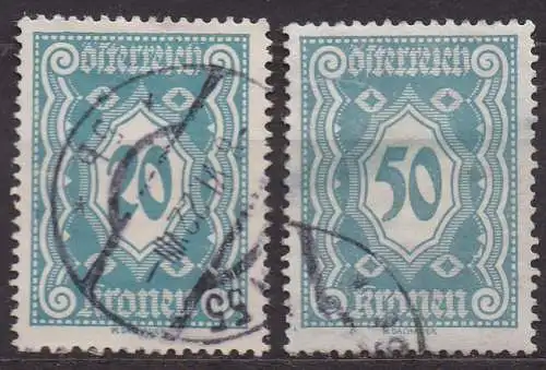 Österreich, Portomarken Mi-Nr. 110 + 111 gest., Ziffernzeichnung