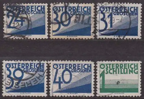 Österreich, Portomarken Mi-Nr. 147, 149, 150, 152, 153 + 155 gest., Ziffernzeichnung