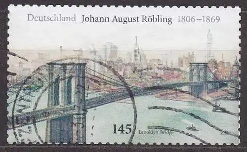 BRD, Mi-Nr. 2546 gest., gestanzt, Johann August Röbling: Brooklyn Bridge