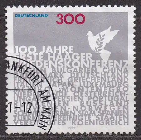 BRD, Mi-Nr. 2066 gest., 100. Jahrestag der Ersten Haager Friedenskonferenz