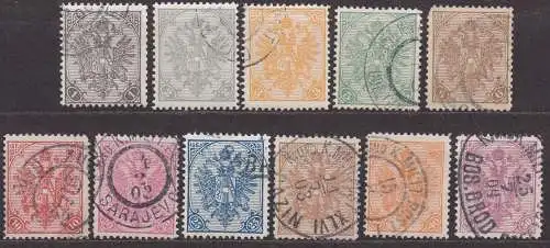 Österreich - Bosnien und Herzegowina, Mi-Nr. 10 A - 20 A gest., kompl., Doppeladler