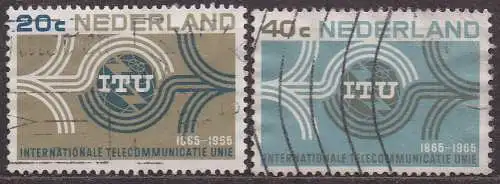 Niederlande, Mi-Nr. 840 - 841 gest., kompl., 100 Jahre Intern. Fernmeldeunion