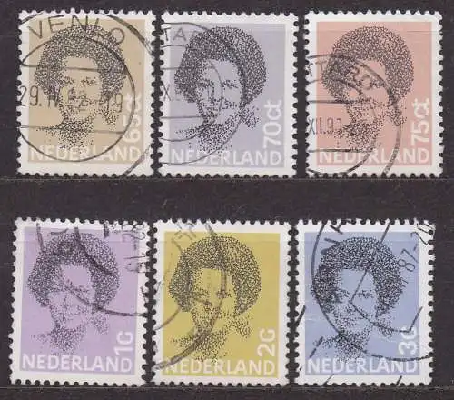 Niederlande, Mi-Nr. 1197, 1200 A, 1211 A, 1212 A, 1214 A + 1215 A gest., Königin Beatrix