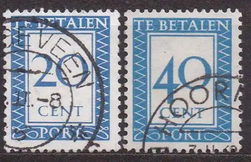 Niederlande, Portomarke Mi-Nr. 93 X + 97 X gest., Ziffer im Rechteck