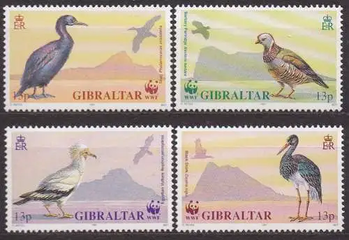 Gibraltar, Mi-Nr. 619 - 622 **, kompl., Vögel (WWF)