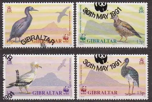 Gibraltar, Mi-Nr. 619 - 622 gest., kompl., Vögel (WWF)