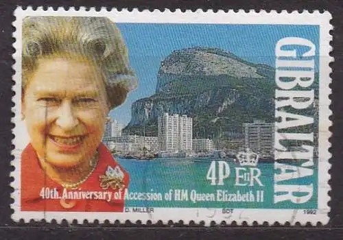 Gibraltar, Mi-Nr. 633 gest., 40. Jahrestag der Thronbesteigung von Königin Elizabeth II.
