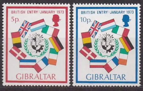 Gibraltar, Mi-Nr. 297 - 298 **, kompl., Aufnahme Großbritanniens in die EU