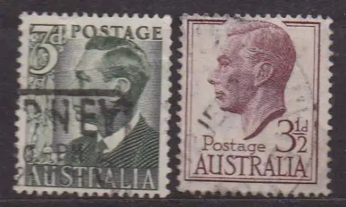 Australien, Mi-Nr. 203 + 215 gest., König Georg VI.