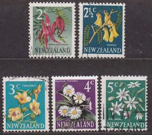 Neuseeland, Mi-Nr. 458, 459, 460, 461 + 462 gest., Pflanzen