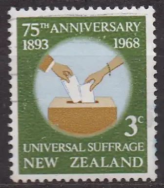 Neuseeland, Mi-Nr. 489 gest., 75 Jahre allgemeines Wahlrecht in Neuseeland