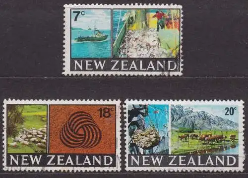 Neuseeland, Mi-Nr. 492, 494 + 495 gest., Landesansichten
