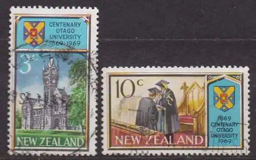 Neuseeland, Mi-Nr. 502 - 503 gest., kompl., 100. Jahrestag der Gründung der Otago-Universität in Dunedin