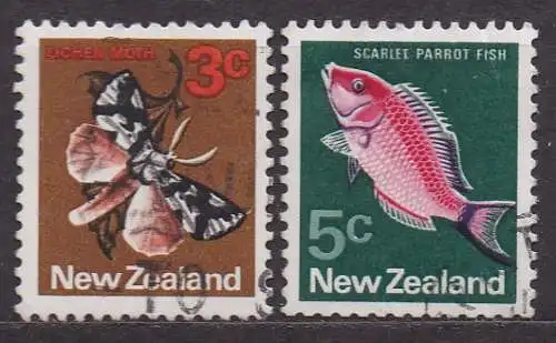 Neuseeland, Mi-Nr. 521 X + 523 X gest., Landesansichten: Tiere