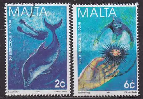 Malta, Mi-Nr. 1043 + 1044 gest., Jahr des Ozeans