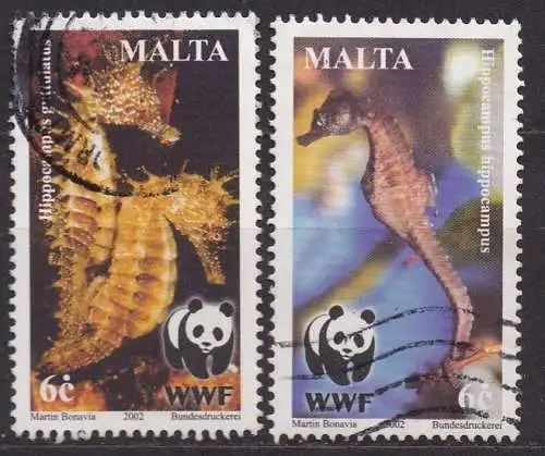 Malta, Mi-Nr. 1207 + 1208 gest., Seepferdchen (WWF)