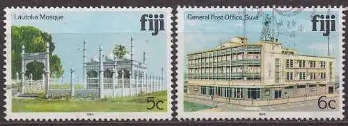 Fidschi - Inseln, Mi-Nr. 402 II + 403 II gest., Jahreszahl 1983, Gebäude
