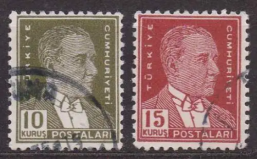 Türkei, Mi-Nr. 1381 + 1383 A gest., Staatspräsident Kemal Atatürk