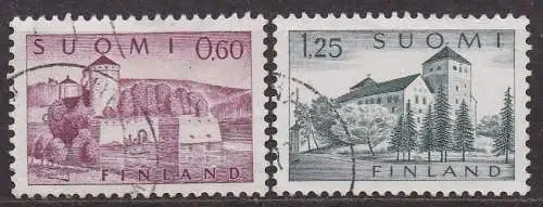 Finnland, Mi-Nr. 565 + 568 gest., Burg Olavinlinna + Schloß von Turku