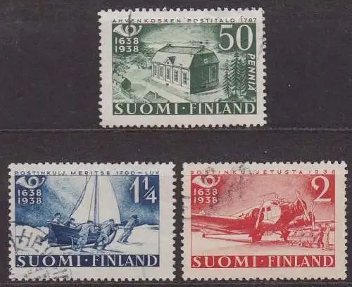 Finnland, Mi-Nr. 213, 214 + 215 gest., 300 Jahre Finnische Post