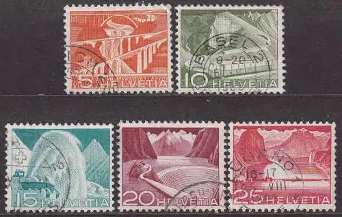 Schweiz, Mi-Nr. 530, 531, 532, 533 + 534 gest., Landschaften und techn. Motive