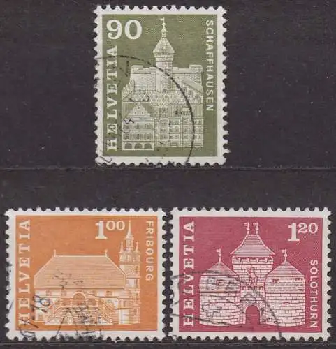 Schweiz, Mi-Nr. 709 x, 710 x + 711 x gest., Baudenkmäler