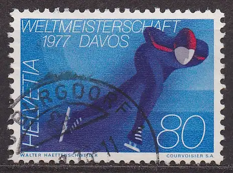 Schweiz, Mi-Nr. 1082 gest., Jahresereignisse 1976 (II): Weltmeisterschaften im Eisschnelllaufen der Herren