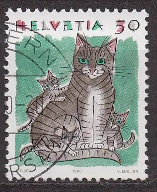 Schweiz, Mi-Nr. 1414 gest., Hauskatze