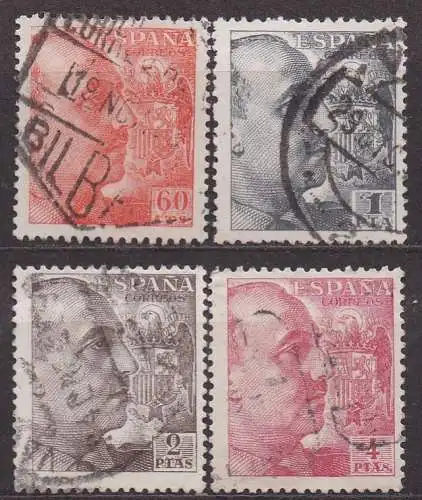 Spanien, Mi-Nr. 850 C, 852 C, 854 C + 855 C gest., General Franco