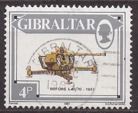 Gibraltar, Mi-Nr. 528 gest., Geschütz