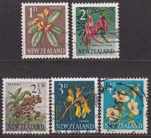 Neuseeland, Mi-Nr. 393, 394, 395, 396 + 397 gest., Pflanzen