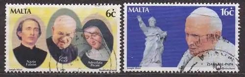Malta, Mi-Nr. 1167 - 1168 gest., kompl., Besuch von Papst Johannes Paul II.