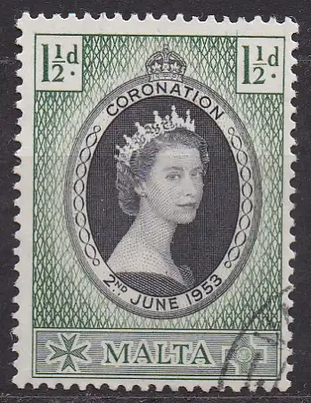 Malta, Mi-Nr. 232 gest., Krönung von Königin Elisabeth II.