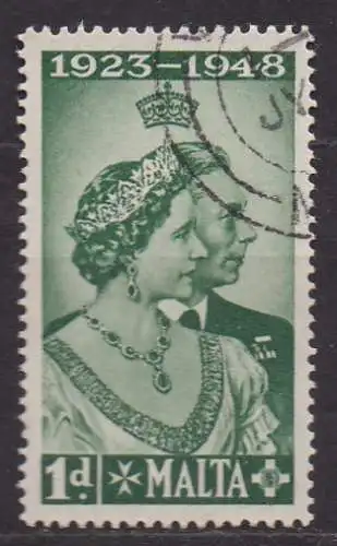 Malta, Mi-Nr. 214 gest., Silberne Hochzeit des Königspaares