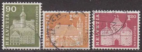 Schweiz, Mi-Nr. 709 x, 710 x + 711 x gest., Baudenkmäler