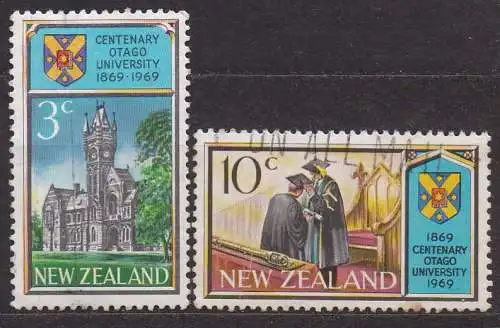 Neuseeland, Mi-Nr. 502 - 503 gest., kompl., 100. Jahrestag der Gründung der Otago-Universität in Dunedin